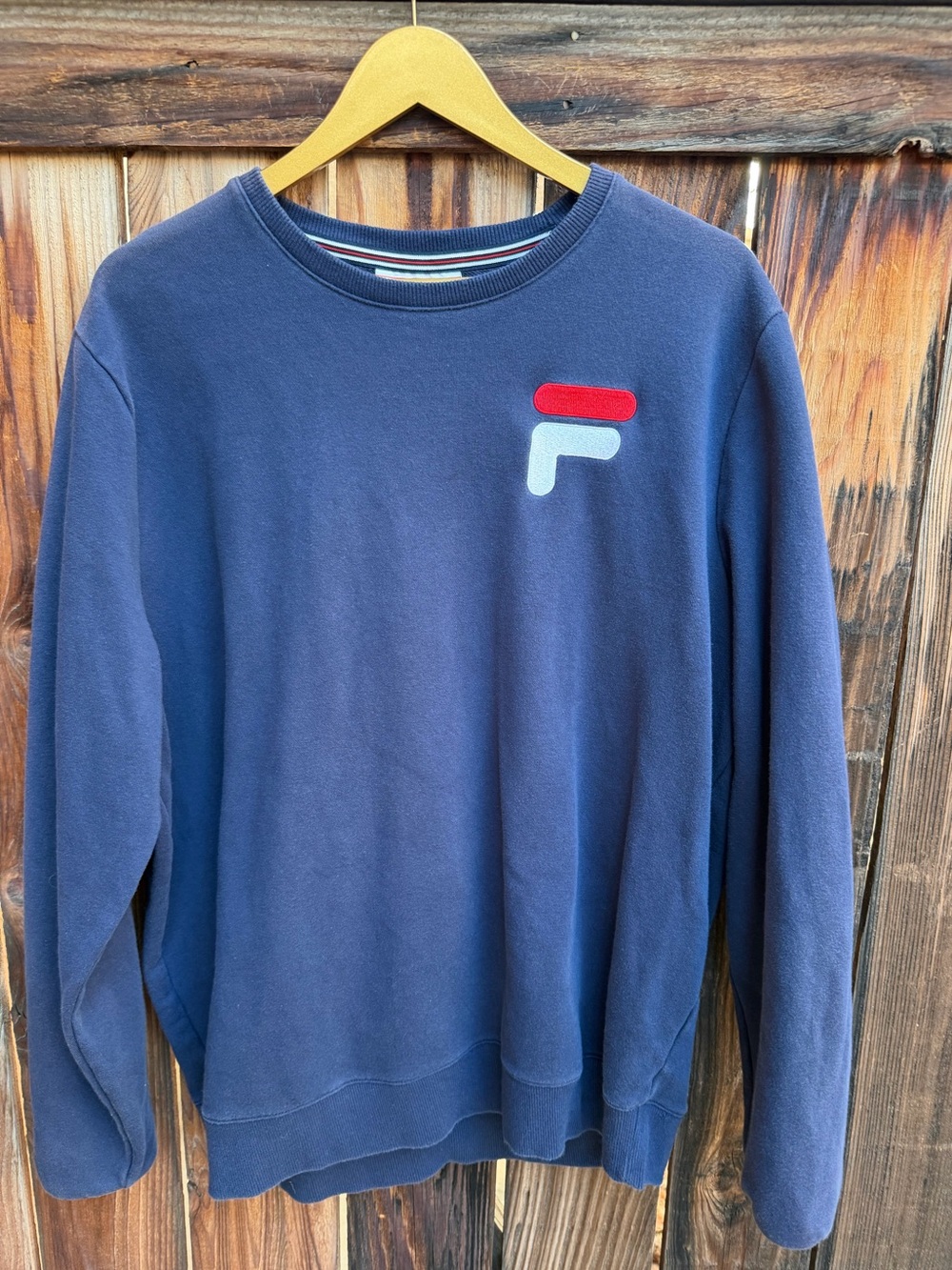 Fila Heritage Navy Blue Classic Crewneck Sweatshirt Large Patch Logo XL